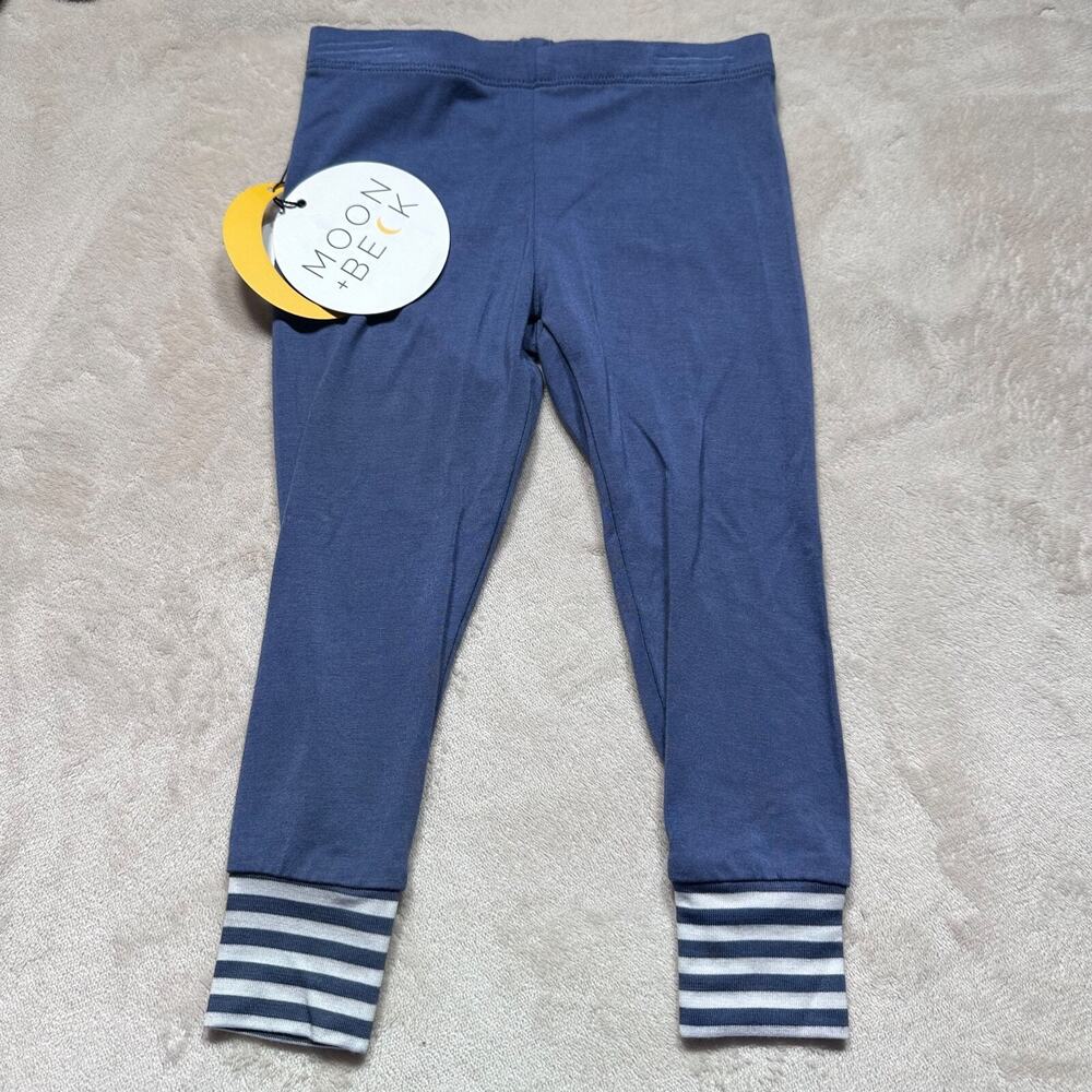 Moon and Beck Baby 6-12 Months Blue/White Stripe Signature Leggings New